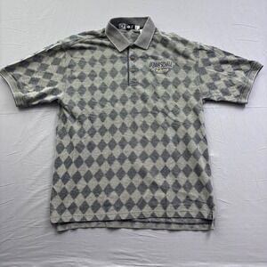 OnTour Mens Donny Schatz Racing Argyle Polo Shirt Grey XL Short Sleeve Cotton